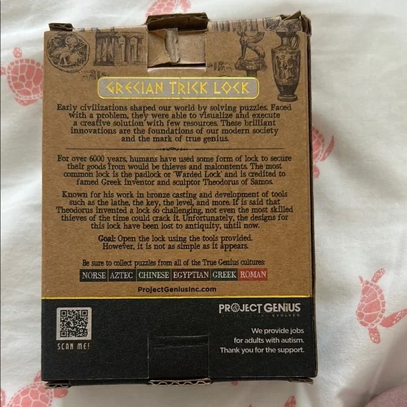 Grecian Trick Lock Metal Puzzle - Picture 2 of 9